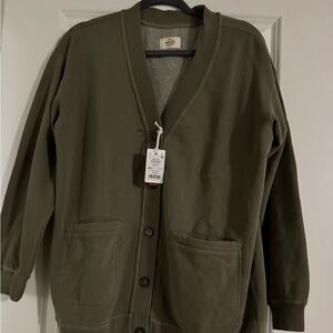 Dusty Olive Fleece Cardigan